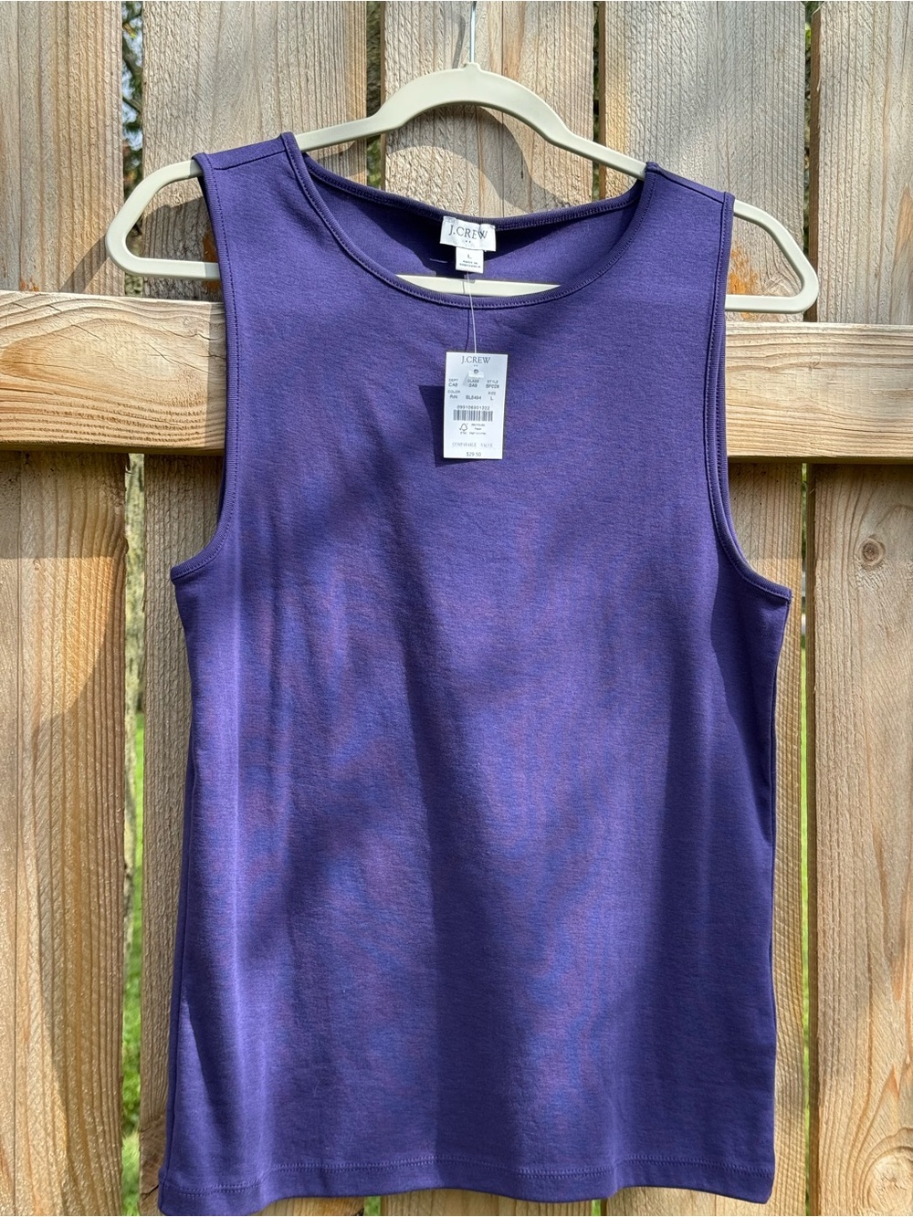 NWT J. Crew Sleeveless Crewneck Tank Women’s Large Classic Basic Purple